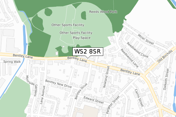 WS2 8SR map - large scale - OS Open Zoomstack (Ordnance Survey)