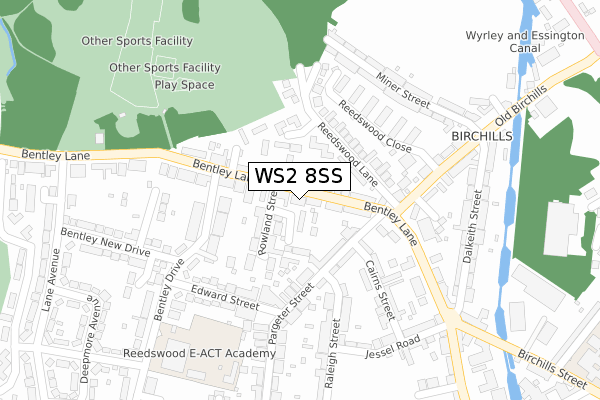 WS2 8SS map - large scale - OS Open Zoomstack (Ordnance Survey)
