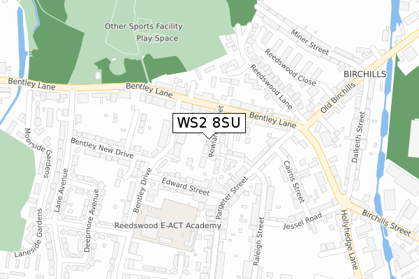 WS2 8SU map - large scale - OS Open Zoomstack (Ordnance Survey)