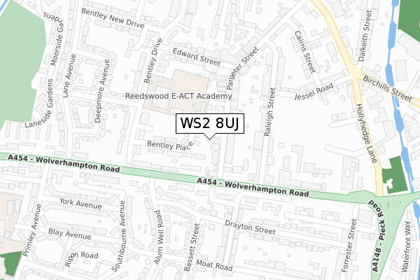 WS2 8UJ map - large scale - OS Open Zoomstack (Ordnance Survey)