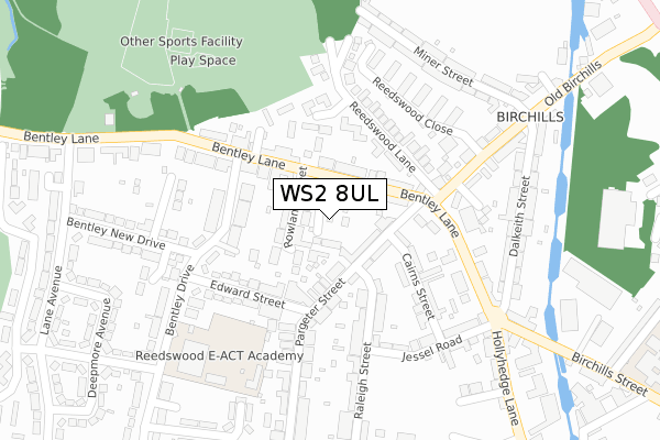 WS2 8UL map - large scale - OS Open Zoomstack (Ordnance Survey)