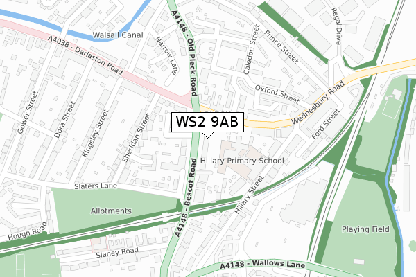 WS2 9AB map - large scale - OS Open Zoomstack (Ordnance Survey)