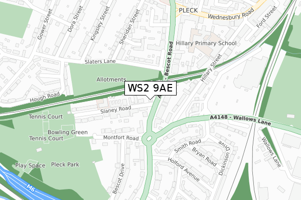 WS2 9AE map - large scale - OS Open Zoomstack (Ordnance Survey)