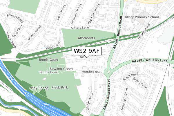 WS2 9AF map - large scale - OS Open Zoomstack (Ordnance Survey)