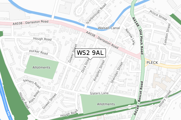 WS2 9AL map - large scale - OS Open Zoomstack (Ordnance Survey)
