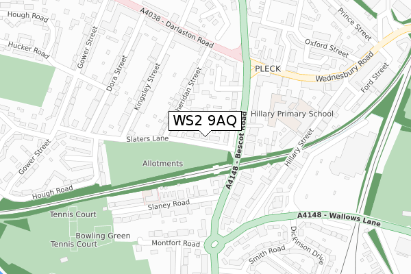 WS2 9AQ map - large scale - OS Open Zoomstack (Ordnance Survey)