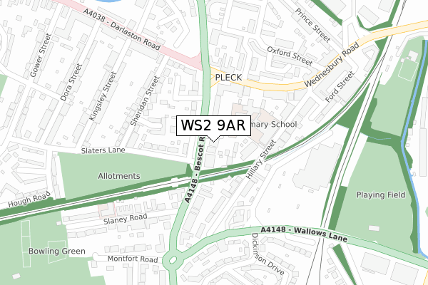 WS2 9AR map - large scale - OS Open Zoomstack (Ordnance Survey)