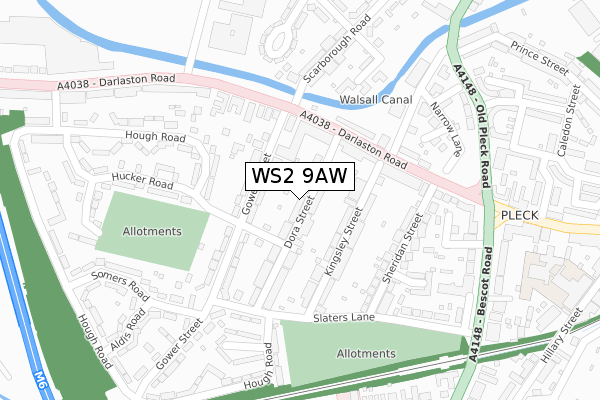 WS2 9AW map - large scale - OS Open Zoomstack (Ordnance Survey)