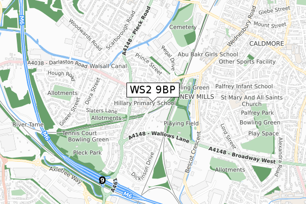 WS2 9BP map - small scale - OS Open Zoomstack (Ordnance Survey)