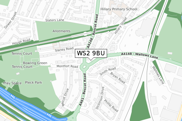 WS2 9BU map - large scale - OS Open Zoomstack (Ordnance Survey)