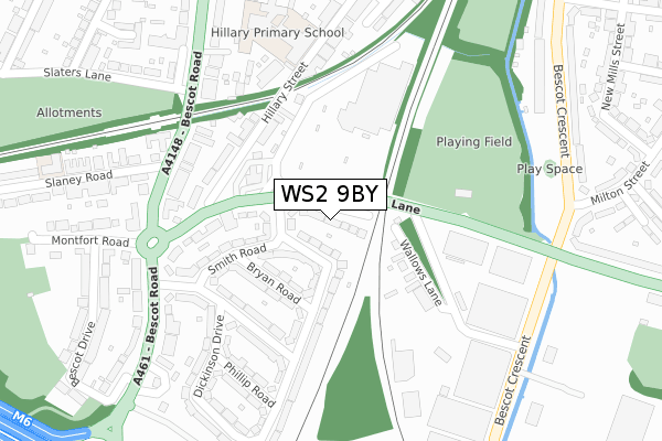 WS2 9BY map - large scale - OS Open Zoomstack (Ordnance Survey)