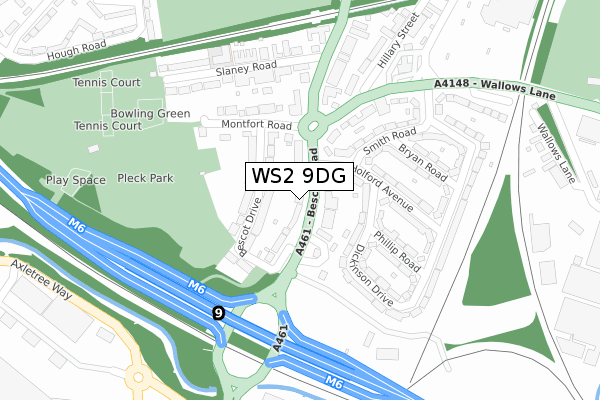 WS2 9DG map - large scale - OS Open Zoomstack (Ordnance Survey)