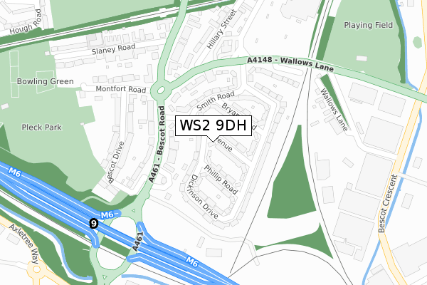 WS2 9DH map - large scale - OS Open Zoomstack (Ordnance Survey)