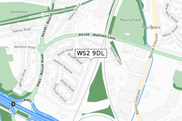 WS2 9DL map - large scale - OS Open Zoomstack (Ordnance Survey)