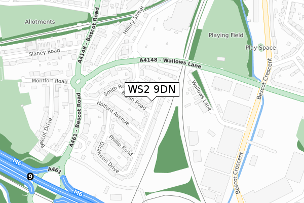 WS2 9DN map - large scale - OS Open Zoomstack (Ordnance Survey)