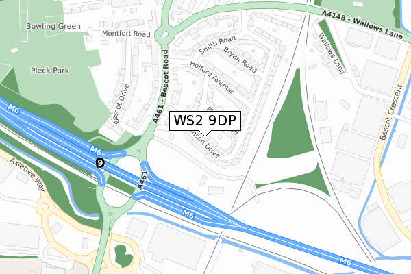 WS2 9DP map - large scale - OS Open Zoomstack (Ordnance Survey)