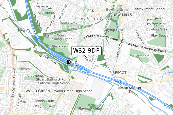 WS2 9DP map - small scale - OS Open Zoomstack (Ordnance Survey)