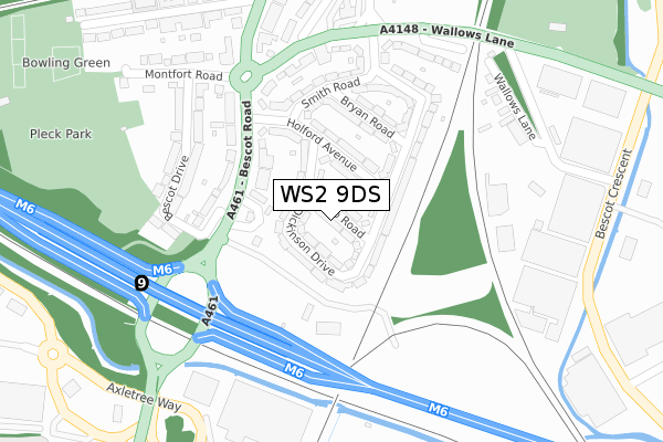 WS2 9DS map - large scale - OS Open Zoomstack (Ordnance Survey)