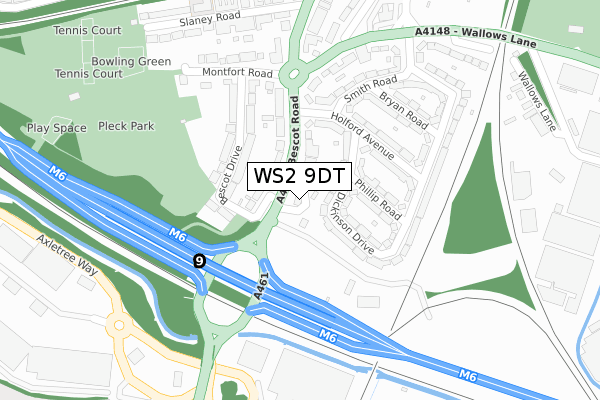 WS2 9DT map - large scale - OS Open Zoomstack (Ordnance Survey)