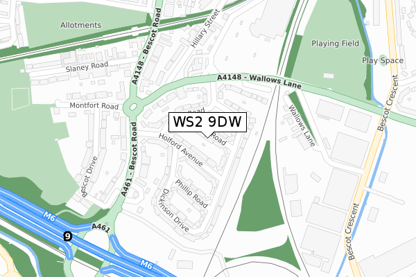 WS2 9DW map - large scale - OS Open Zoomstack (Ordnance Survey)