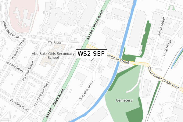 WS2 9EP map - large scale - OS Open Zoomstack (Ordnance Survey)