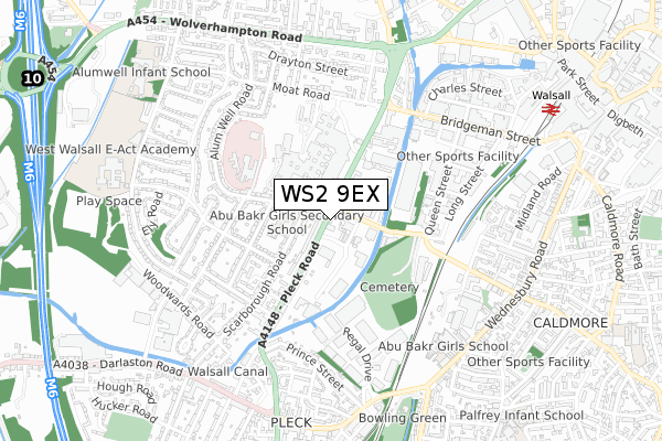 WS2 9EX map - small scale - OS Open Zoomstack (Ordnance Survey)