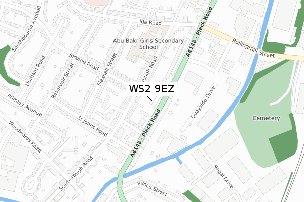 WS2 9EZ map - large scale - OS Open Zoomstack (Ordnance Survey)