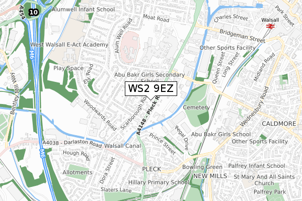 WS2 9EZ map - small scale - OS Open Zoomstack (Ordnance Survey)