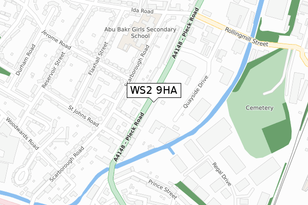 WS2 9HA map - large scale - OS Open Zoomstack (Ordnance Survey)