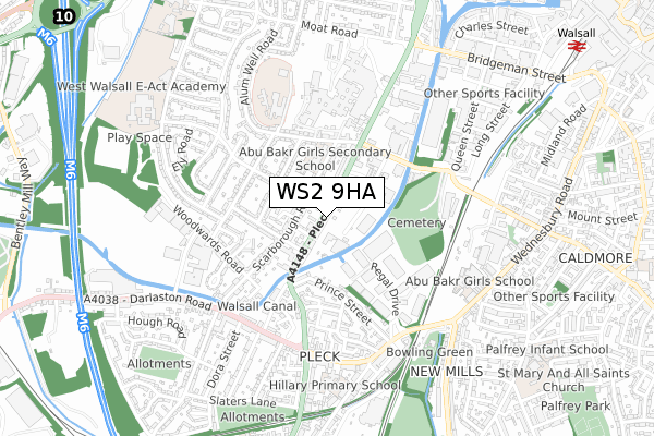 WS2 9HA map - small scale - OS Open Zoomstack (Ordnance Survey)