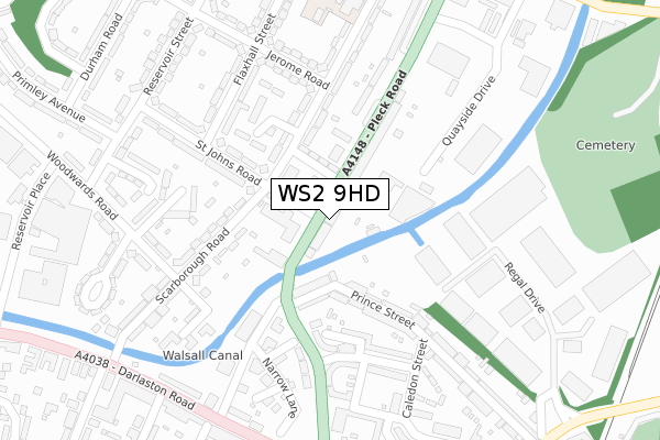 WS2 9HD map - large scale - OS Open Zoomstack (Ordnance Survey)