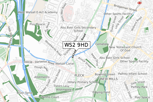 WS2 9HD map - small scale - OS Open Zoomstack (Ordnance Survey)