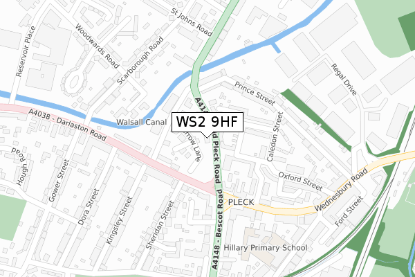 WS2 9HF map - large scale - OS Open Zoomstack (Ordnance Survey)