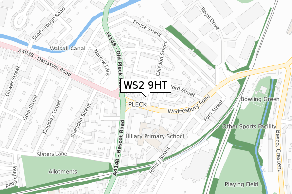 WS2 9HT map - large scale - OS Open Zoomstack (Ordnance Survey)