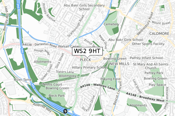 WS2 9HT map - small scale - OS Open Zoomstack (Ordnance Survey)