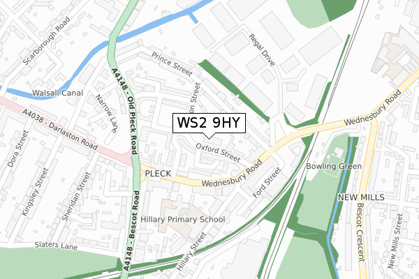 WS2 9HY map - large scale - OS Open Zoomstack (Ordnance Survey)