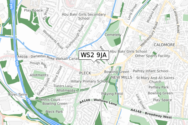 WS2 9JA map - small scale - OS Open Zoomstack (Ordnance Survey)