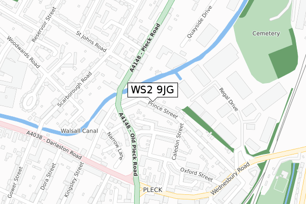 WS2 9JG map - large scale - OS Open Zoomstack (Ordnance Survey)