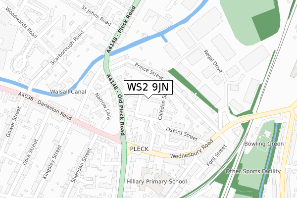 WS2 9JN map - large scale - OS Open Zoomstack (Ordnance Survey)