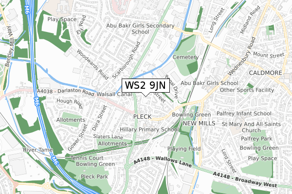 WS2 9JN map - small scale - OS Open Zoomstack (Ordnance Survey)