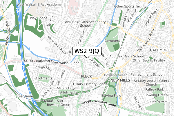 WS2 9JQ map - small scale - OS Open Zoomstack (Ordnance Survey)