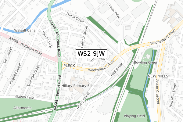 WS2 9JW map - large scale - OS Open Zoomstack (Ordnance Survey)