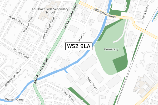 WS2 9LA map - large scale - OS Open Zoomstack (Ordnance Survey)