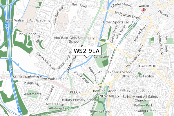 WS2 9LA map - small scale - OS Open Zoomstack (Ordnance Survey)