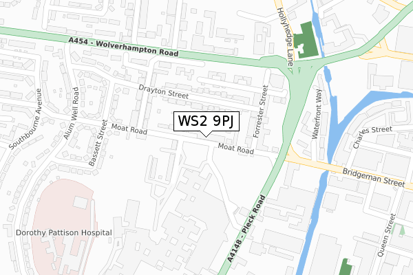 WS2 9PJ map - large scale - OS Open Zoomstack (Ordnance Survey)