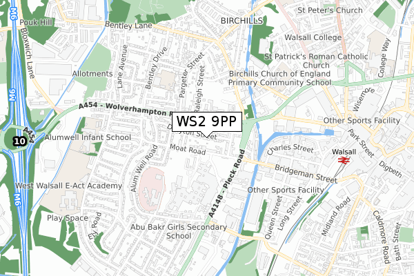 WS2 9PP map - small scale - OS Open Zoomstack (Ordnance Survey)