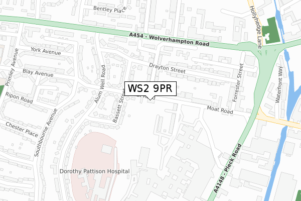 WS2 9PR map - large scale - OS Open Zoomstack (Ordnance Survey)