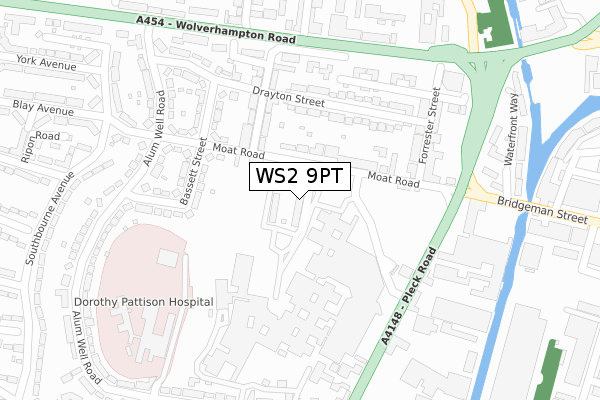 WS2 9PT map - large scale - OS Open Zoomstack (Ordnance Survey)
