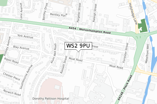 WS2 9PU map - large scale - OS Open Zoomstack (Ordnance Survey)