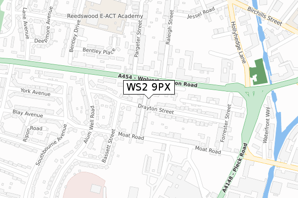 WS2 9PX map - large scale - OS Open Zoomstack (Ordnance Survey)